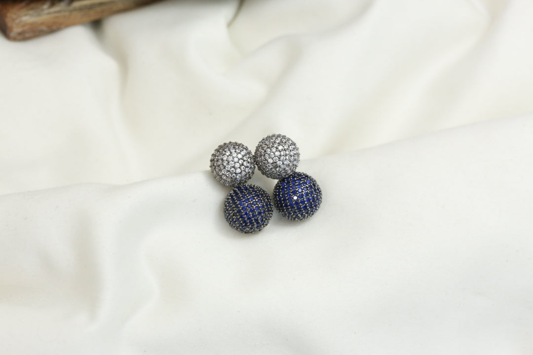 Pave Setting Ball Earrings