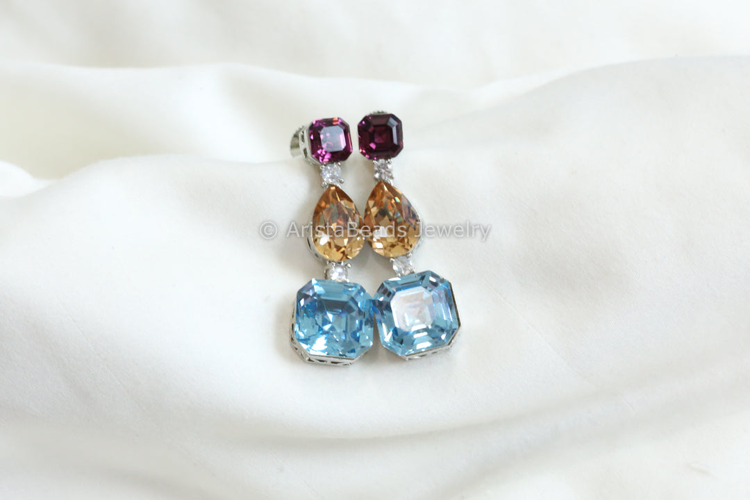 Long Austrian Swarovski Crystal Earrings