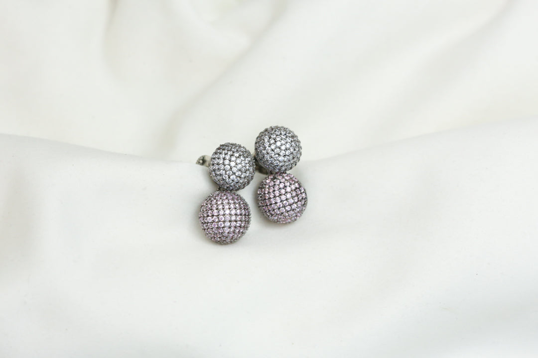 Pave Setting Ball Earrings