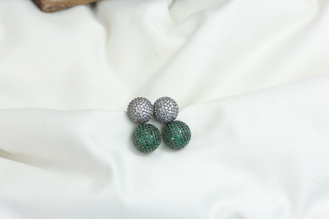 Pave Setting Ball Earrings