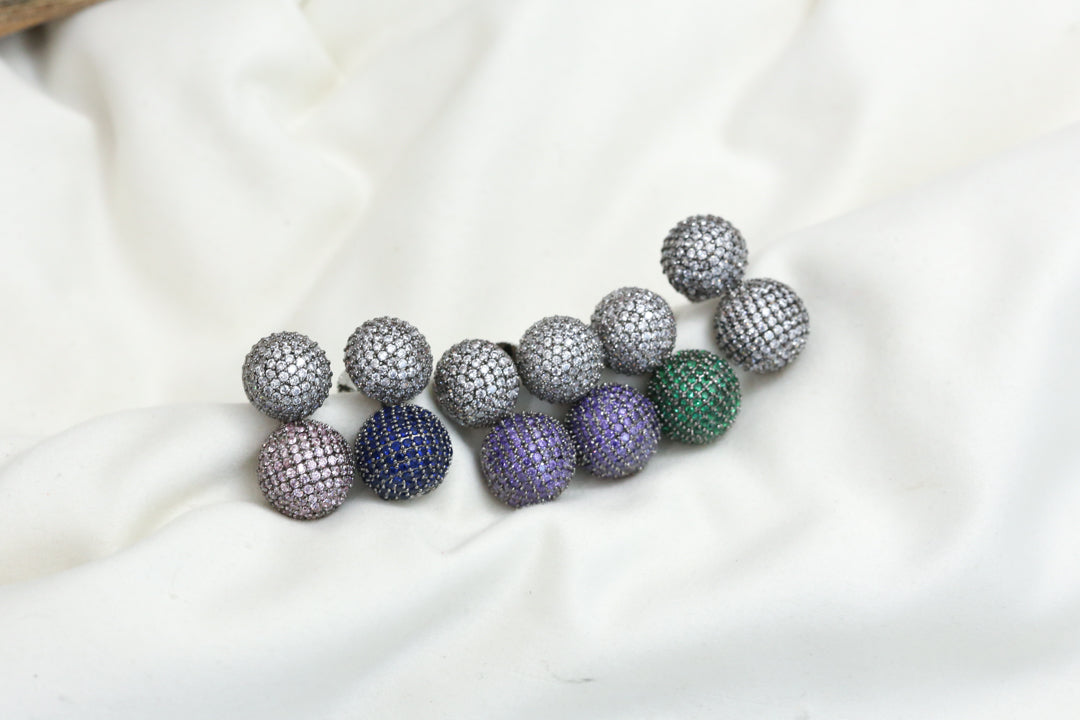 Pave Setting Ball Earrings