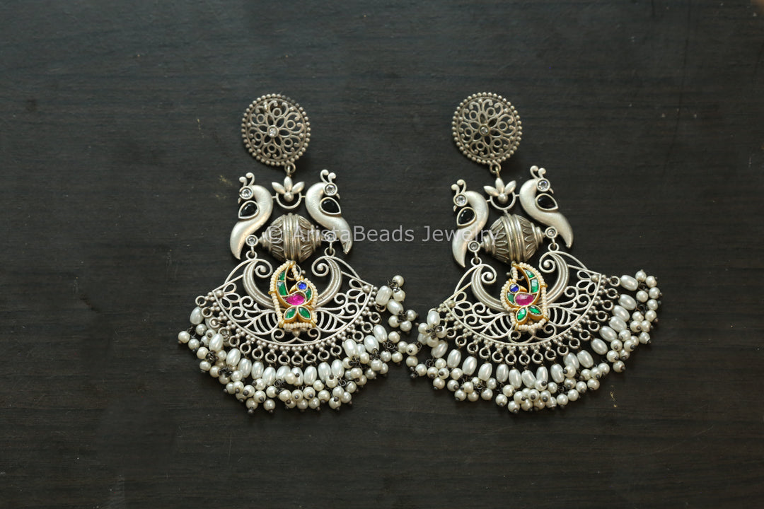 Large Multi Kundan Fusion Earrings