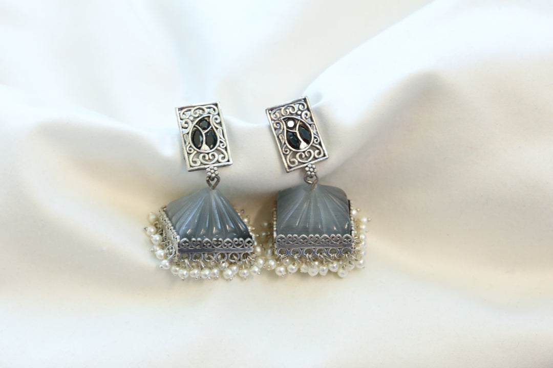 Gray Glass Jhumka