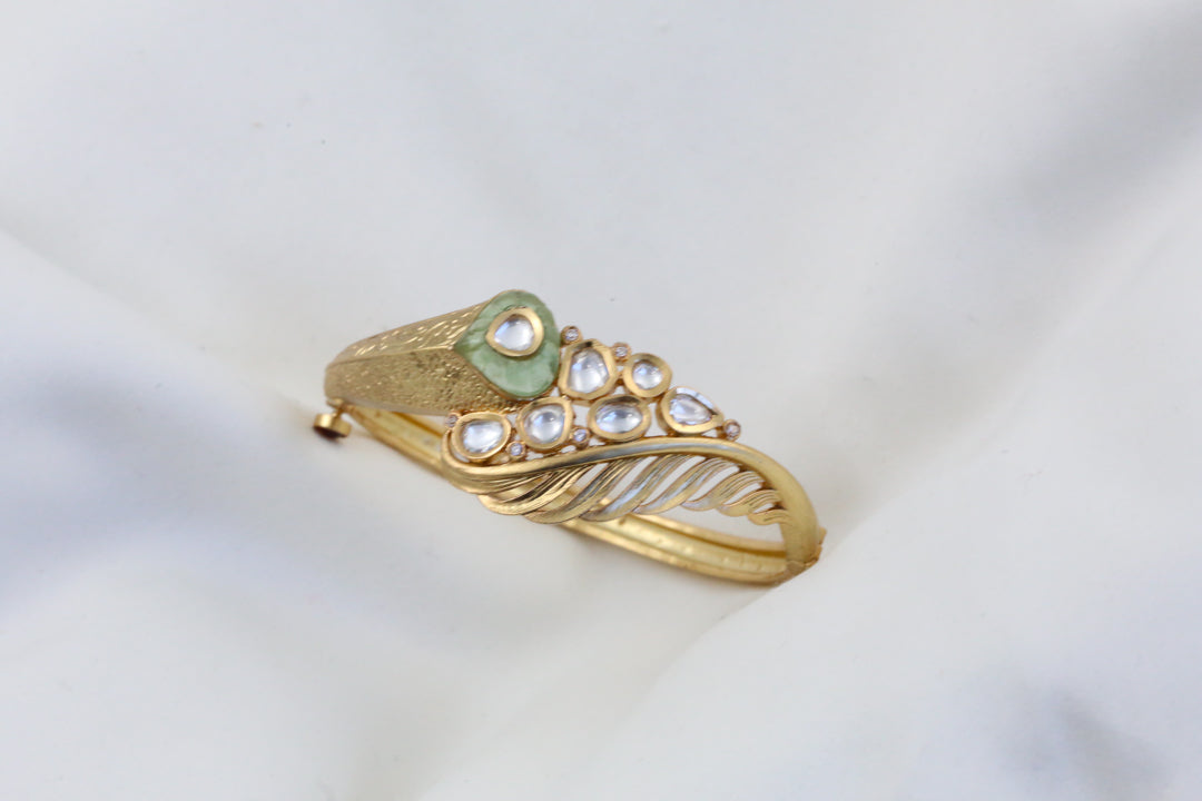 Premium Polki Bracelet - Mint Stone (Openable)