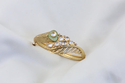Premium Polki Bracelet - Mint Stone (Openable)