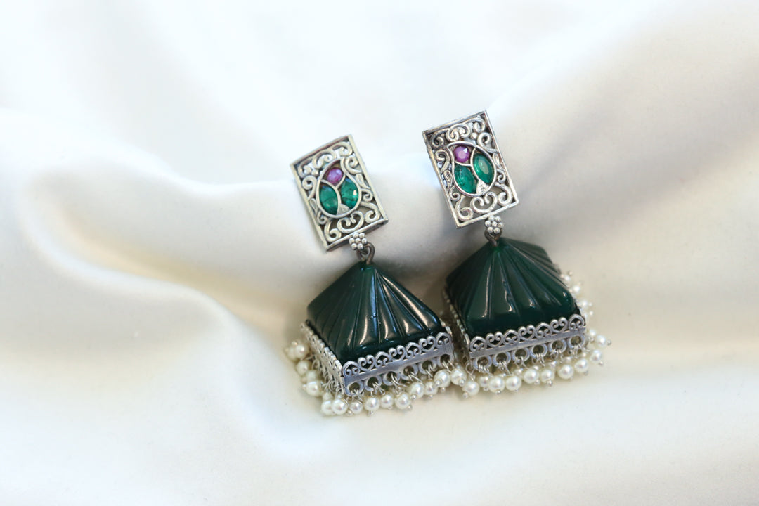Green Glass Jhumka