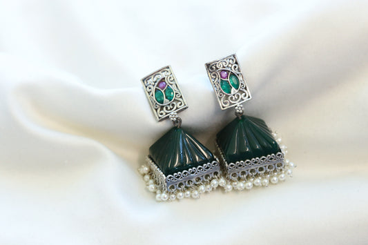 Green Glass Jhumka