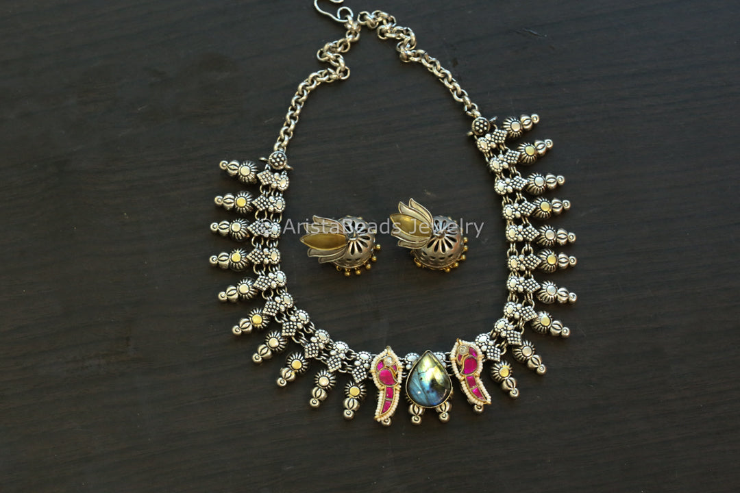 Oxidized Silver Look Alike Fusion Neclace