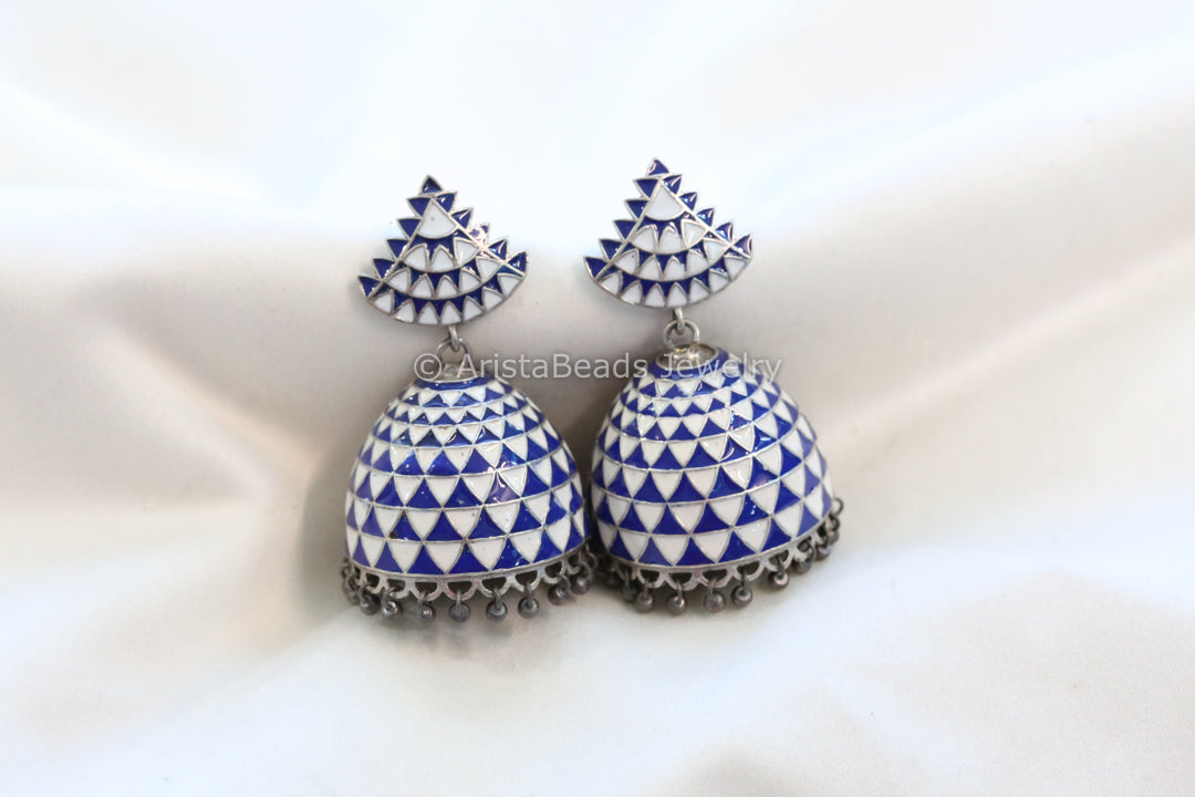 Enamel Jhumka -White