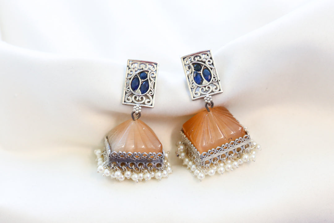 Orange Glass Jhumka