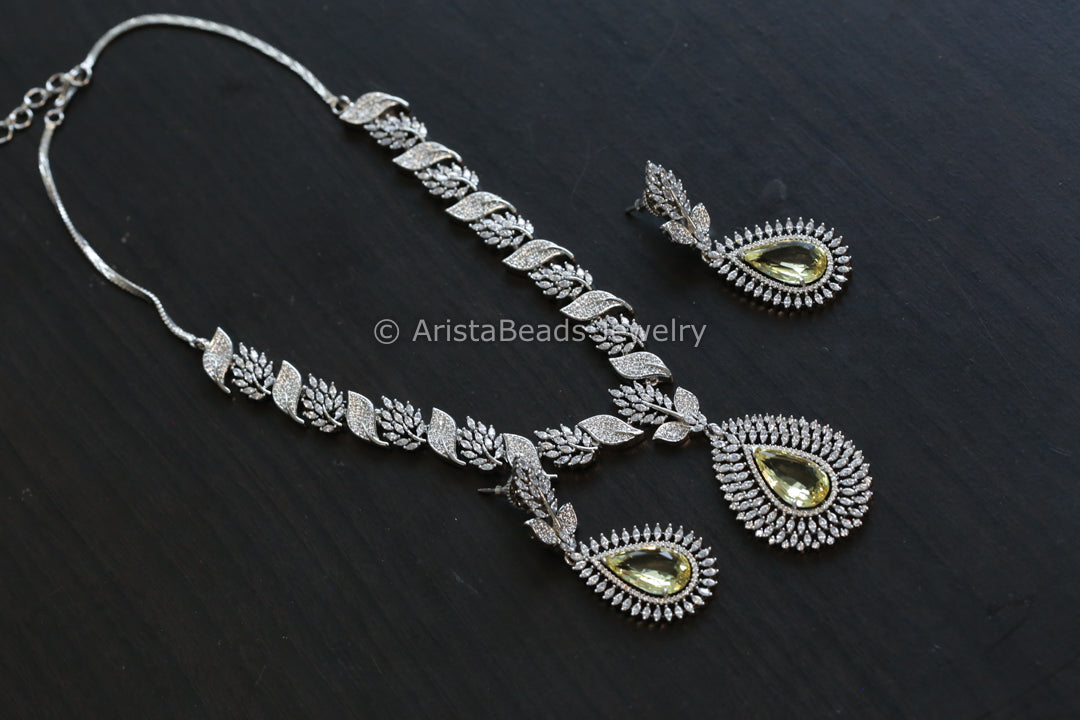 Premium Quality Micro CZ Necklace Set - Yellow