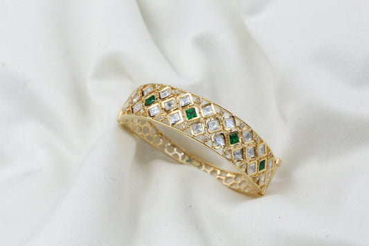 Premium Polki Bracelet -  Clear Green (Openable)