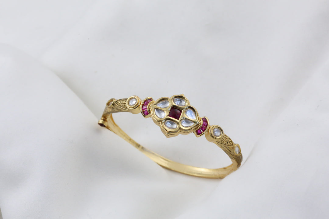 Premium Polki Bracelet - Ruby Clear (Openable)
