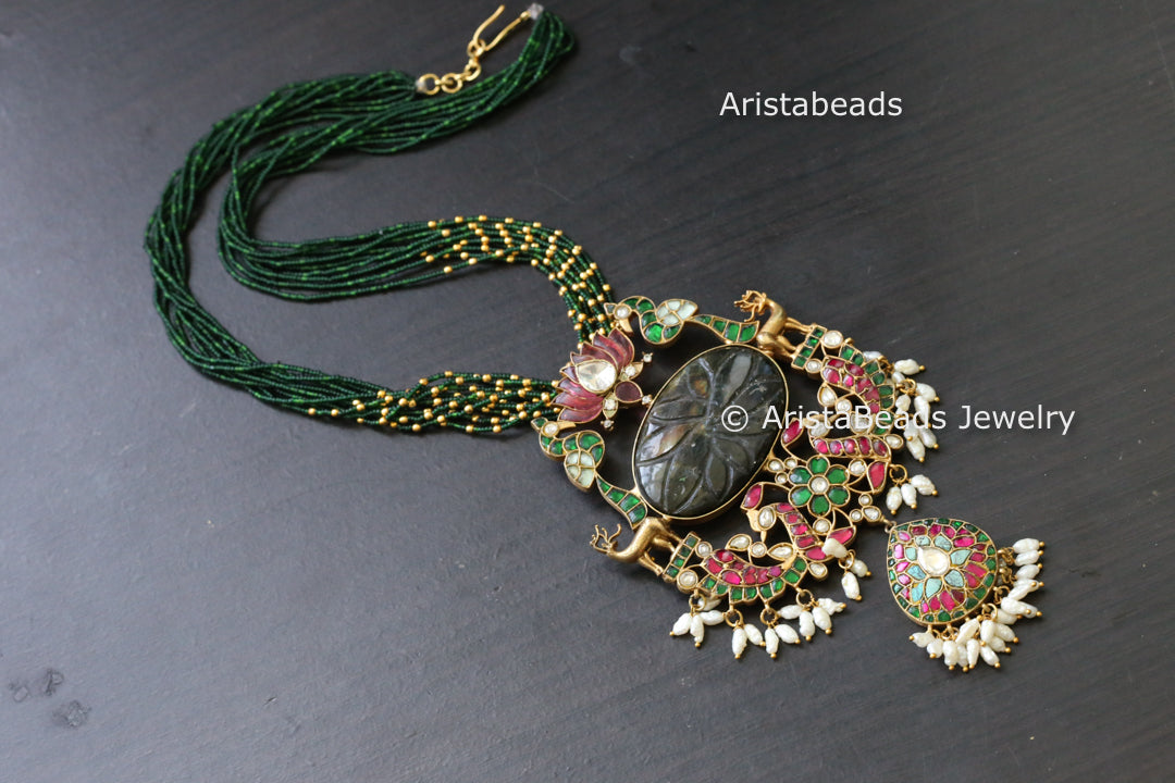 Labradorite Fusion Jadau Pendant (Removable Chain)