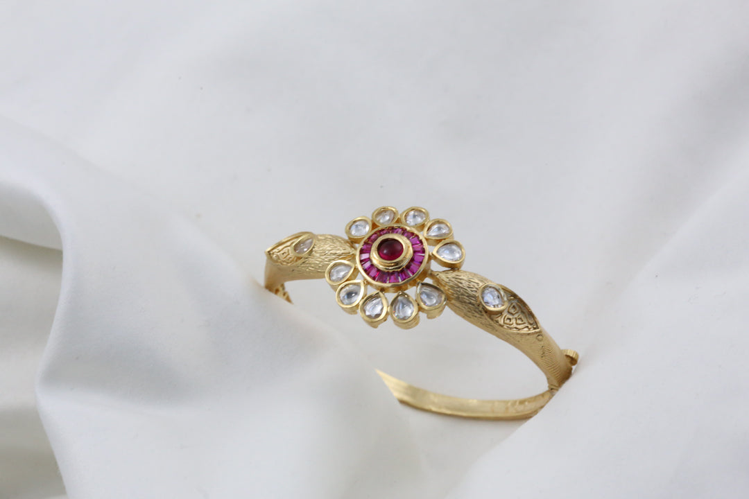 Premium Polki Bracelet - Ruby (Openable)