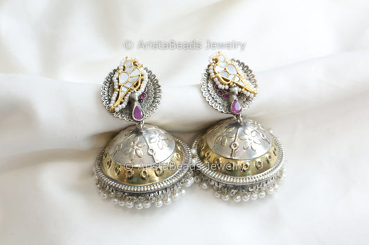 Large MOP Dual Tone Jhumka