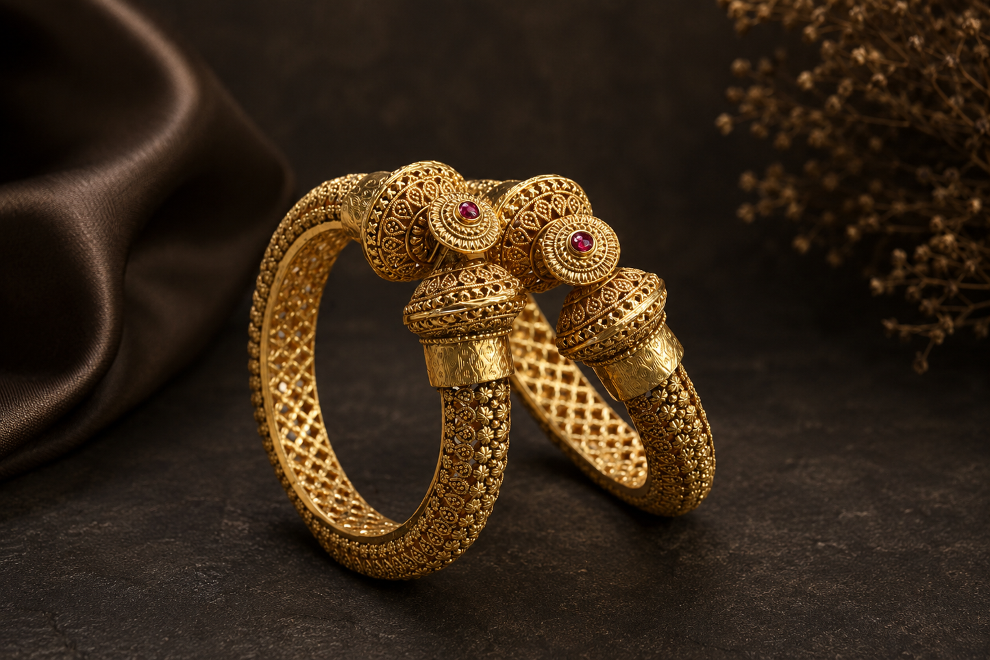 Gold Plated Pacheli Bangles (Openable 2.4)