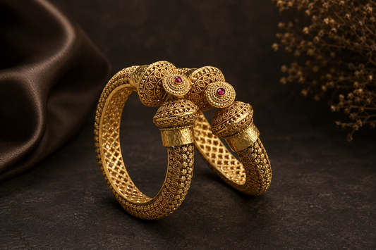 Gold Plated Pacheli Bangles (Openable 2.4)