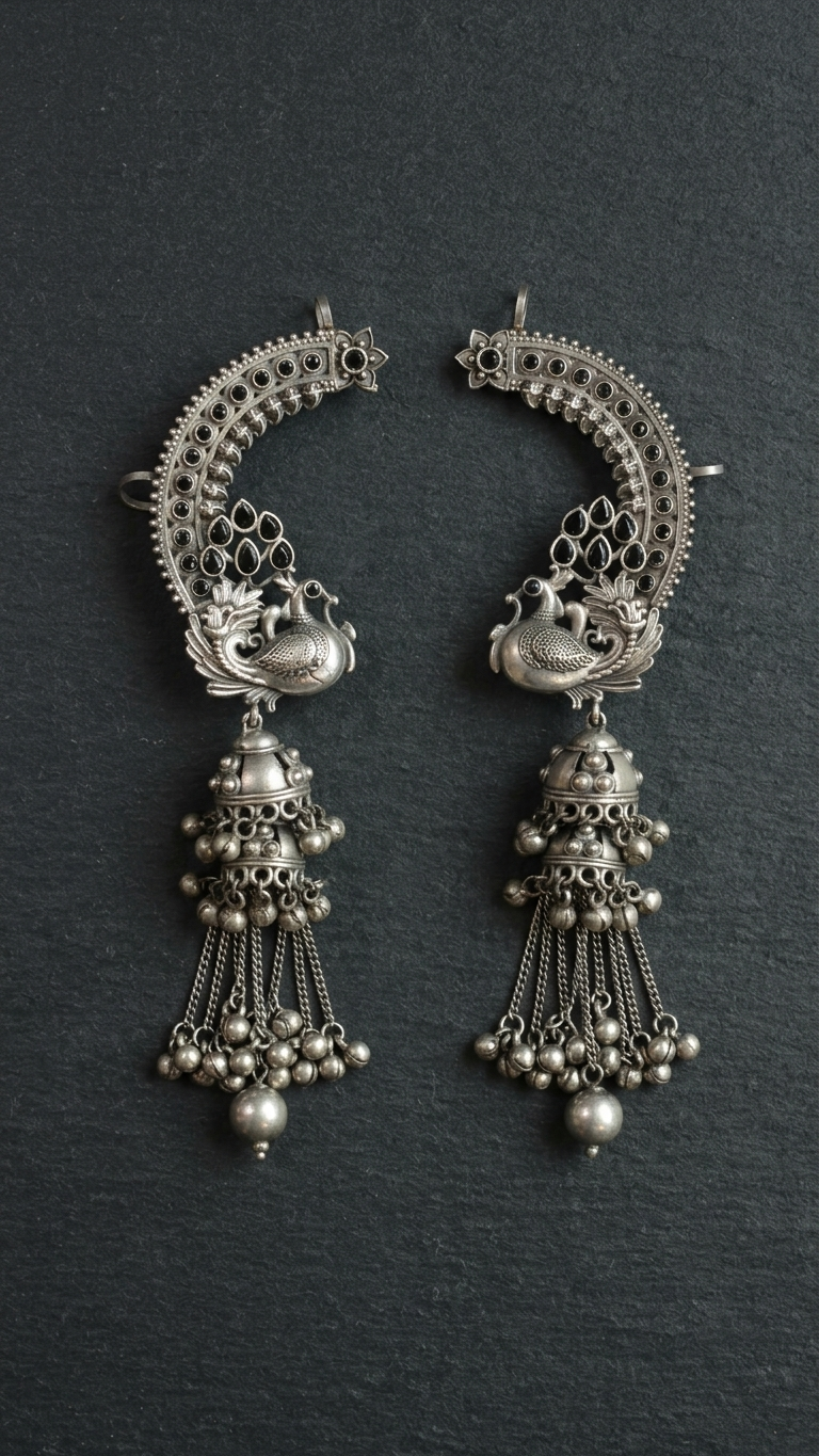Mayura Earcuff Jhumka- Black