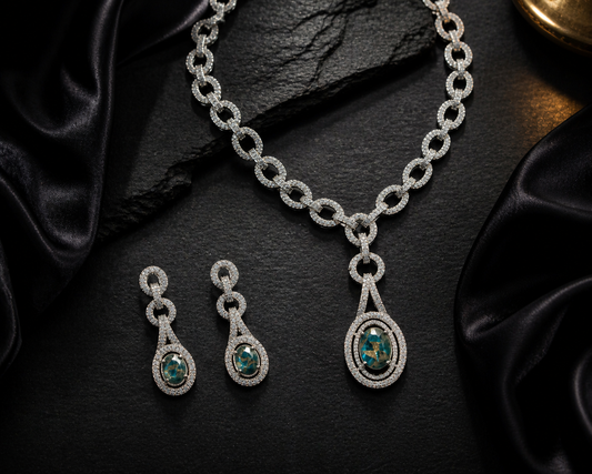 Noori Micro CZ & Mosiac Doublet Necklace Set