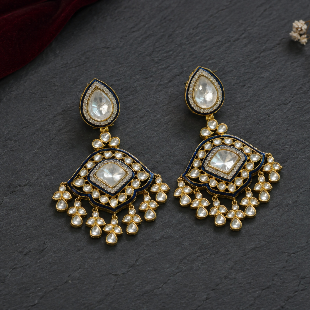 Premium Polki & Enamel Chandbaali