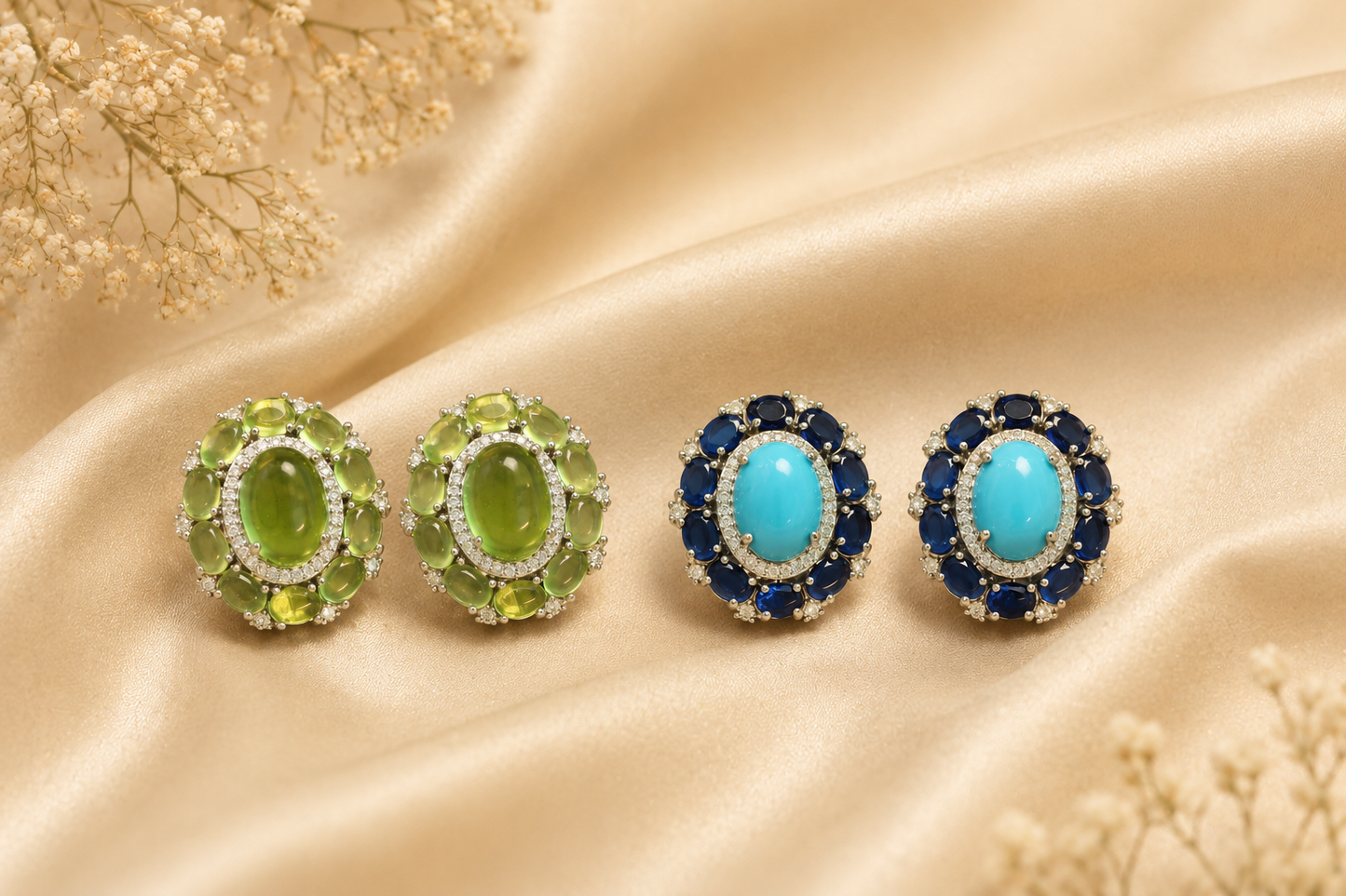 Zarna Semiprecious Stomnes & CZ Studs