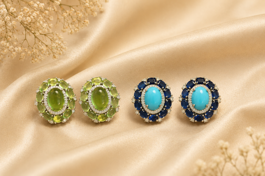 Zarna Semiprecious Stomnes & CZ Studs