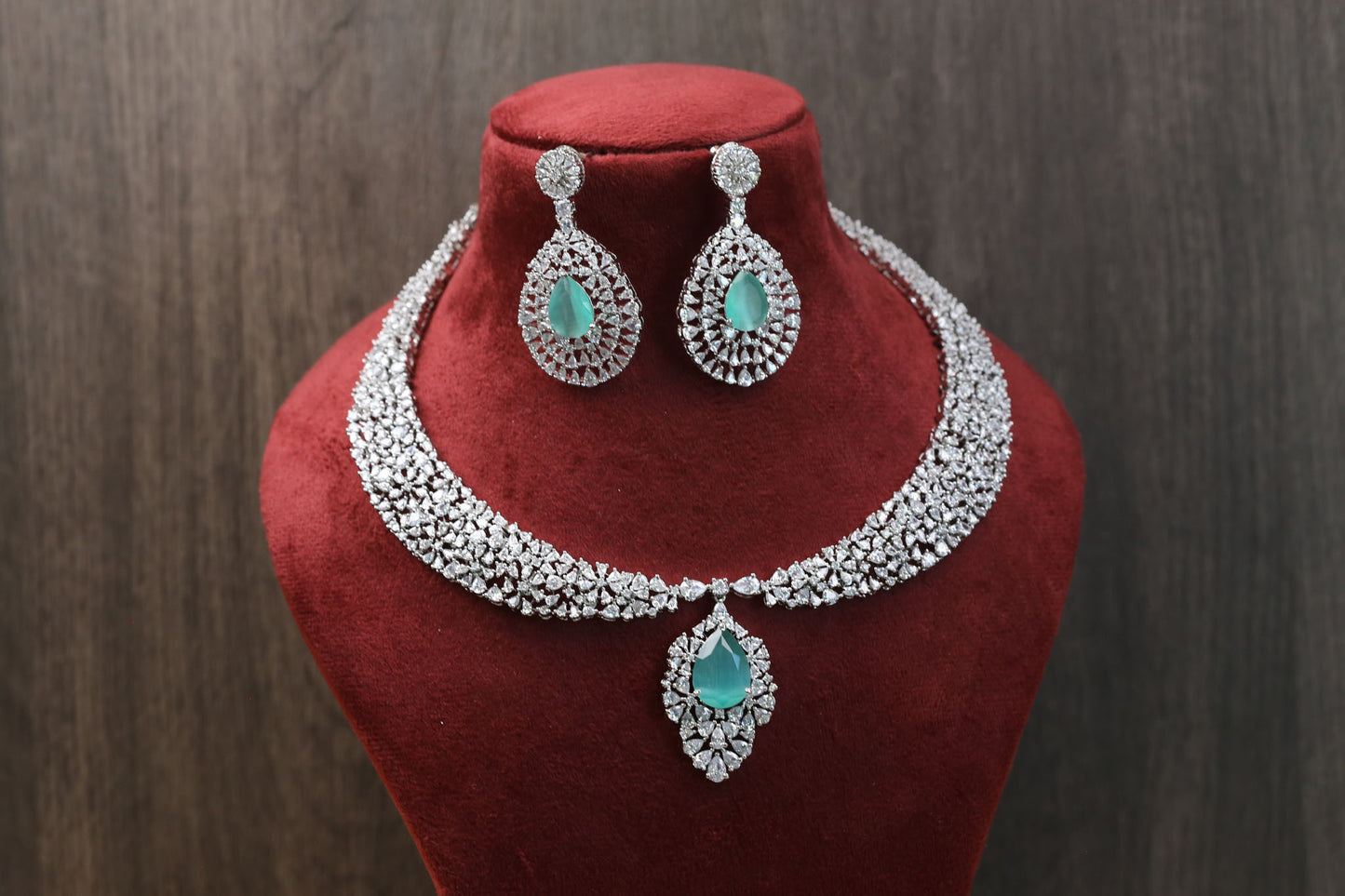 Sitara Premium Quality CZ Necklace Sets - Mint