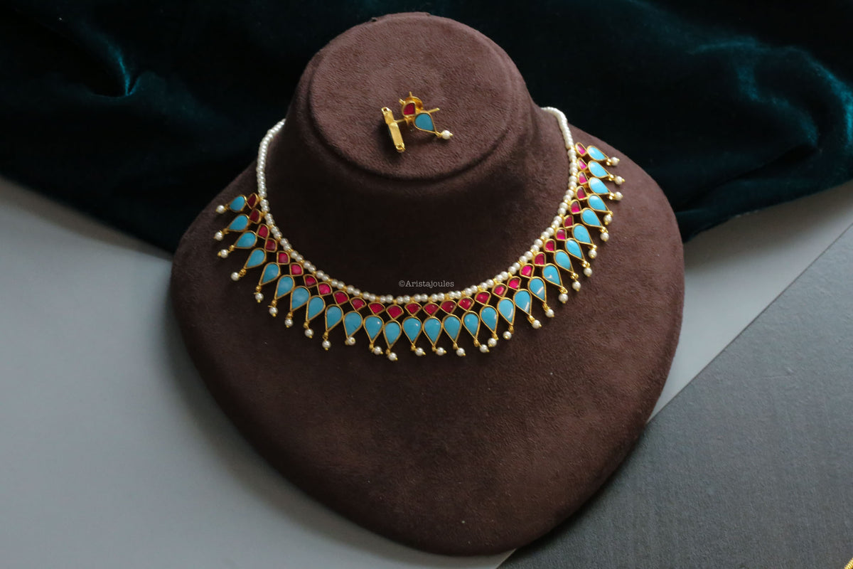 Nishi Turquoise Kundan Necklace Set