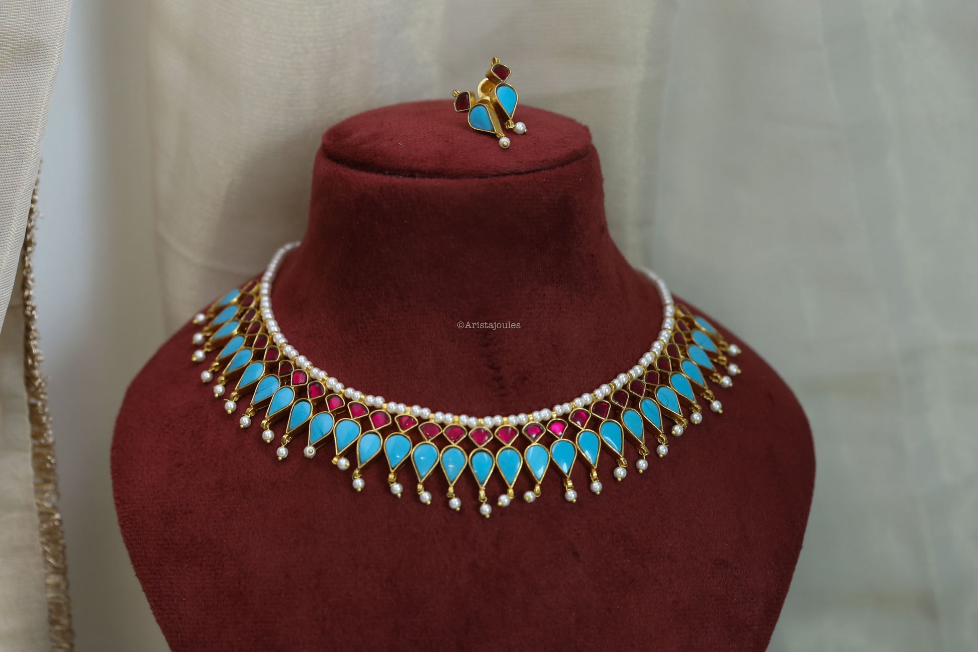 Nishi Turquoise Kundan Necklace Set