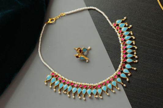 Nishi Turquoise Kundan Necklace Set