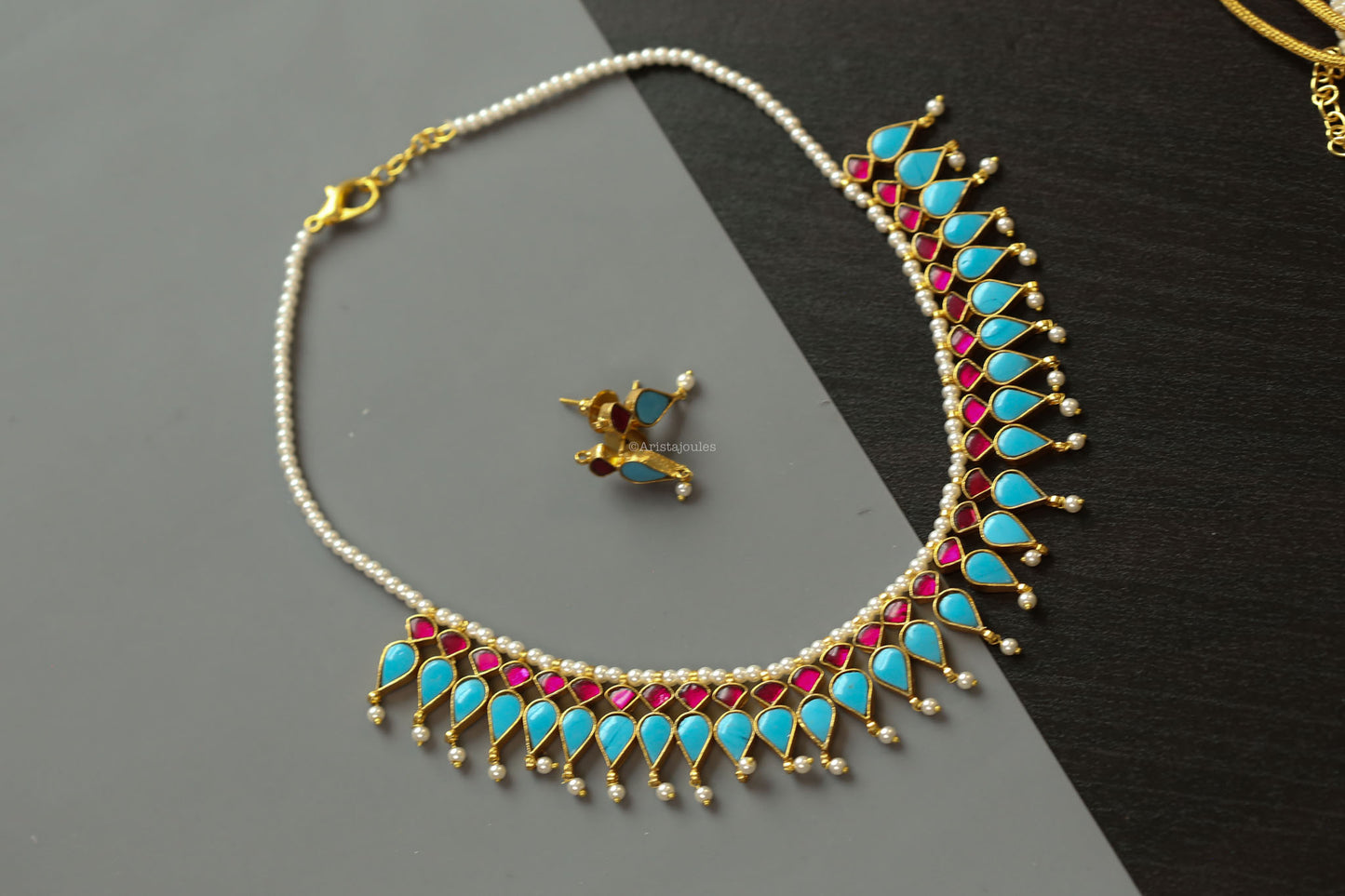 Nishi Turquoise Kundan Necklace Set