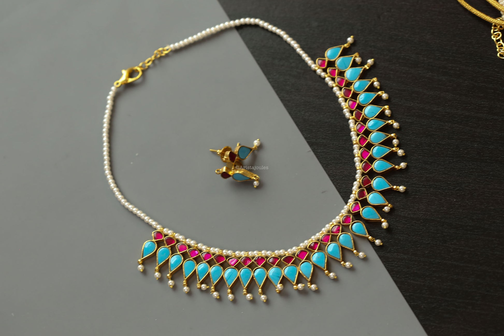 Nishi Turquoise Kundan Necklace Set