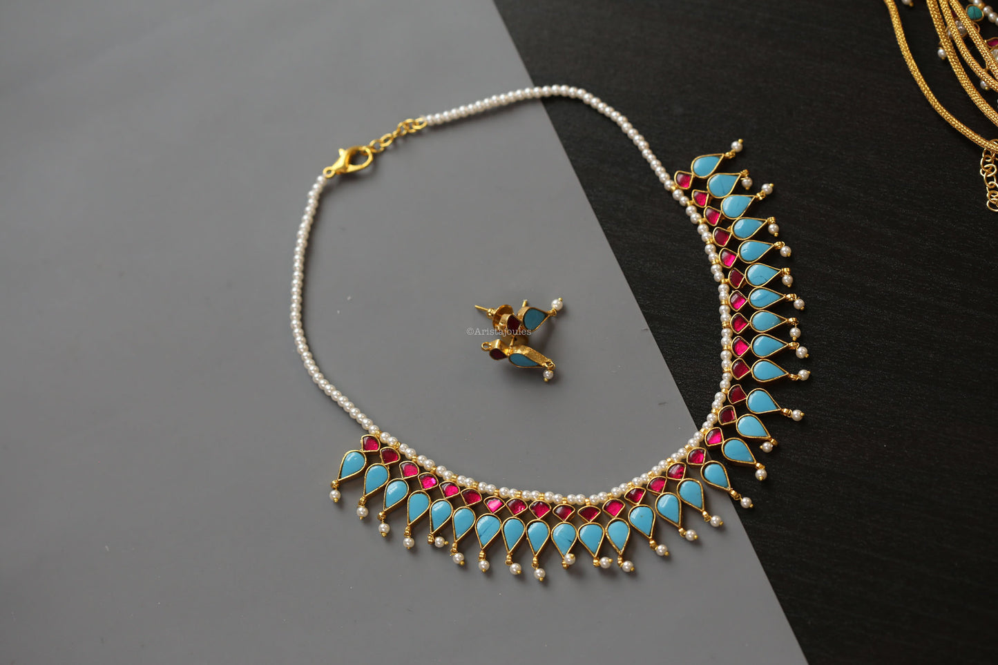 Nishi Turquoise Kundan Necklace Set