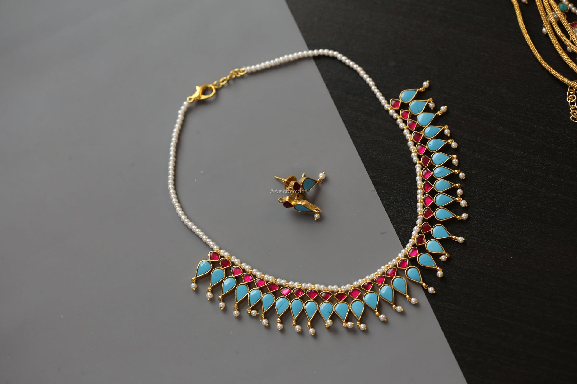 Nishi Turquoise Kundan Necklace Set