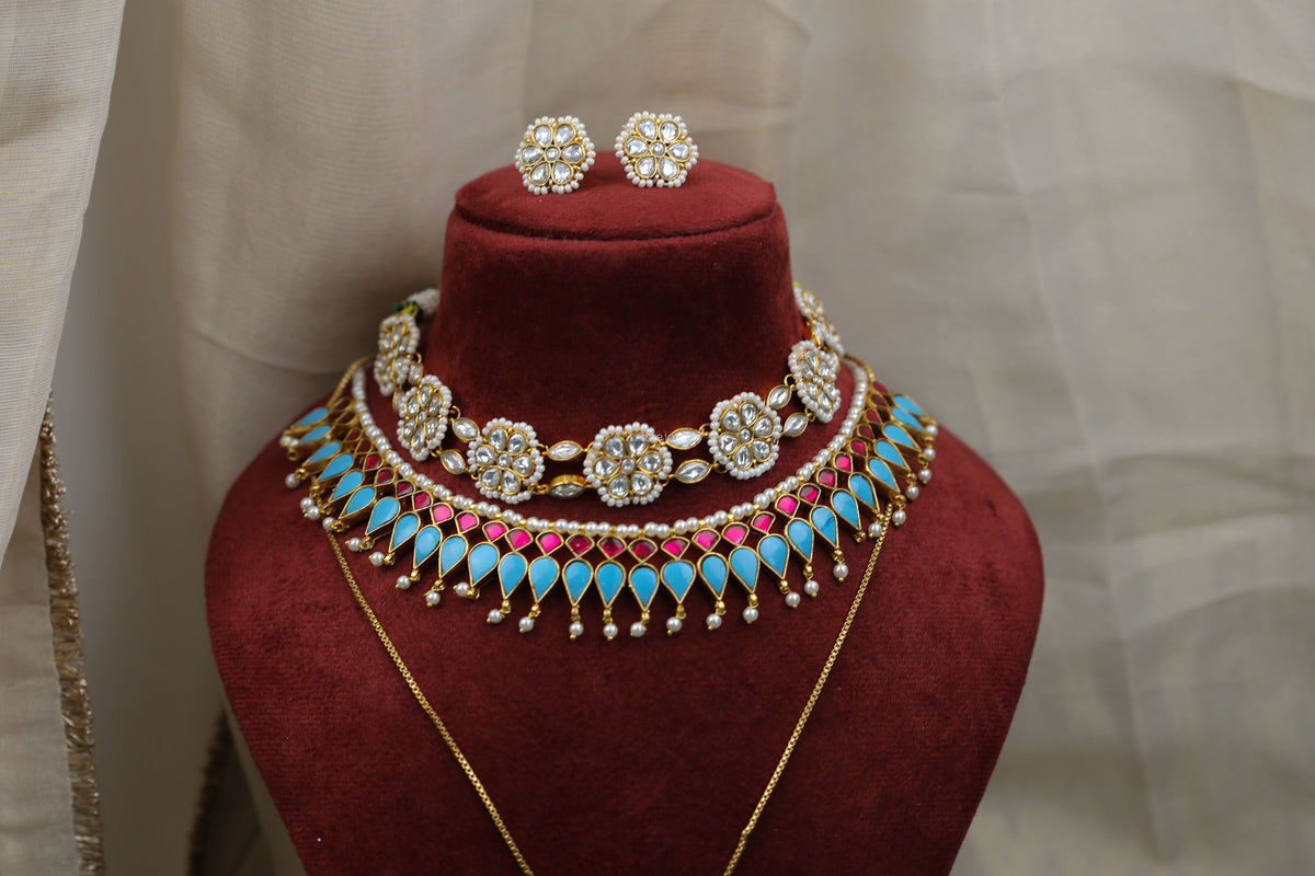 Nishi Turquoise Kundan Necklace Set