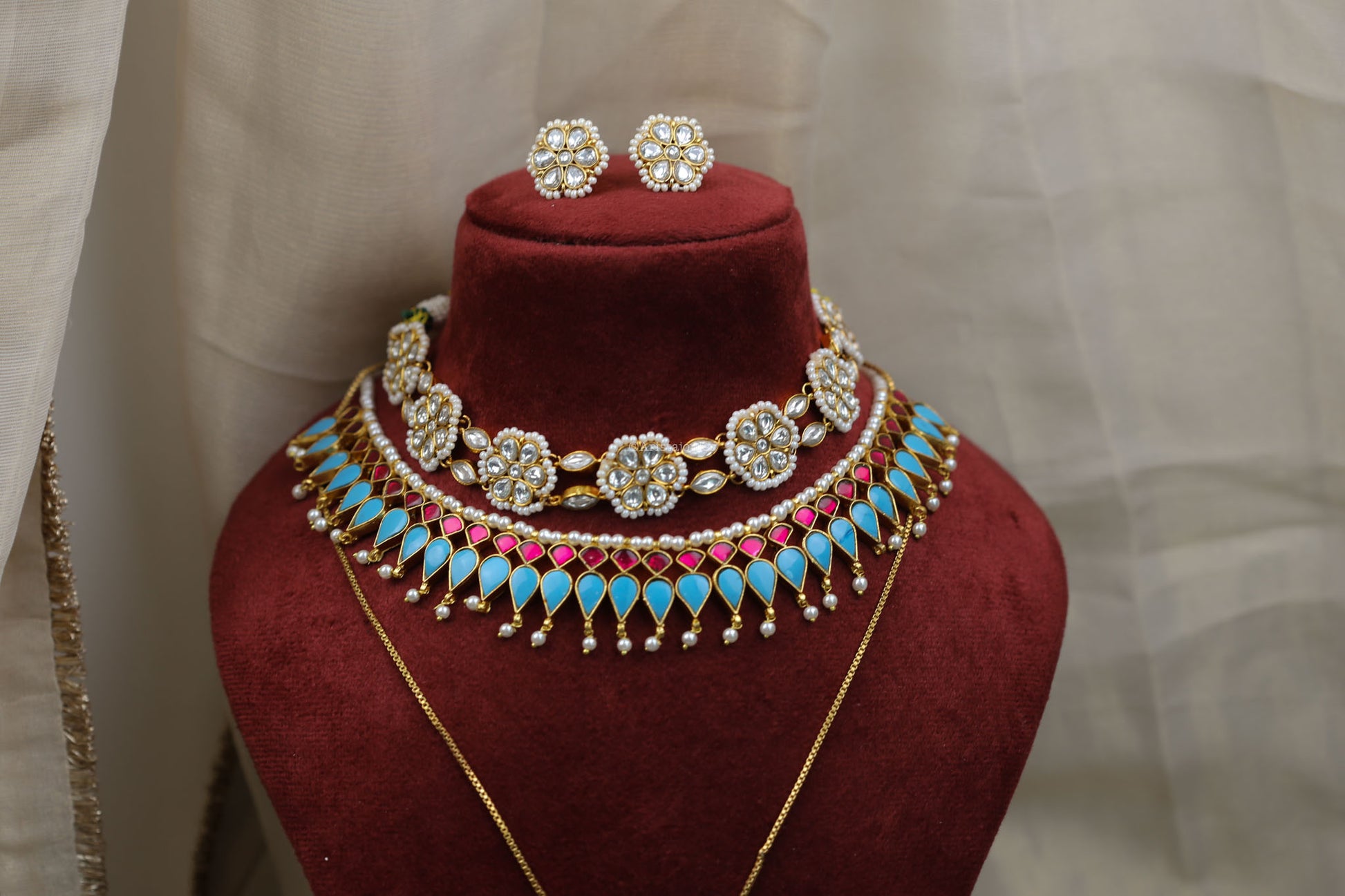 Nishi Turquoise Kundan Necklace Set
