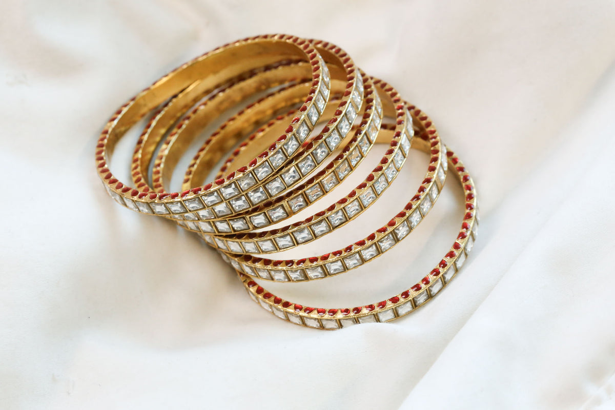 Jadau Enamel Sia Bangle Set ( Pair - Set of 2)