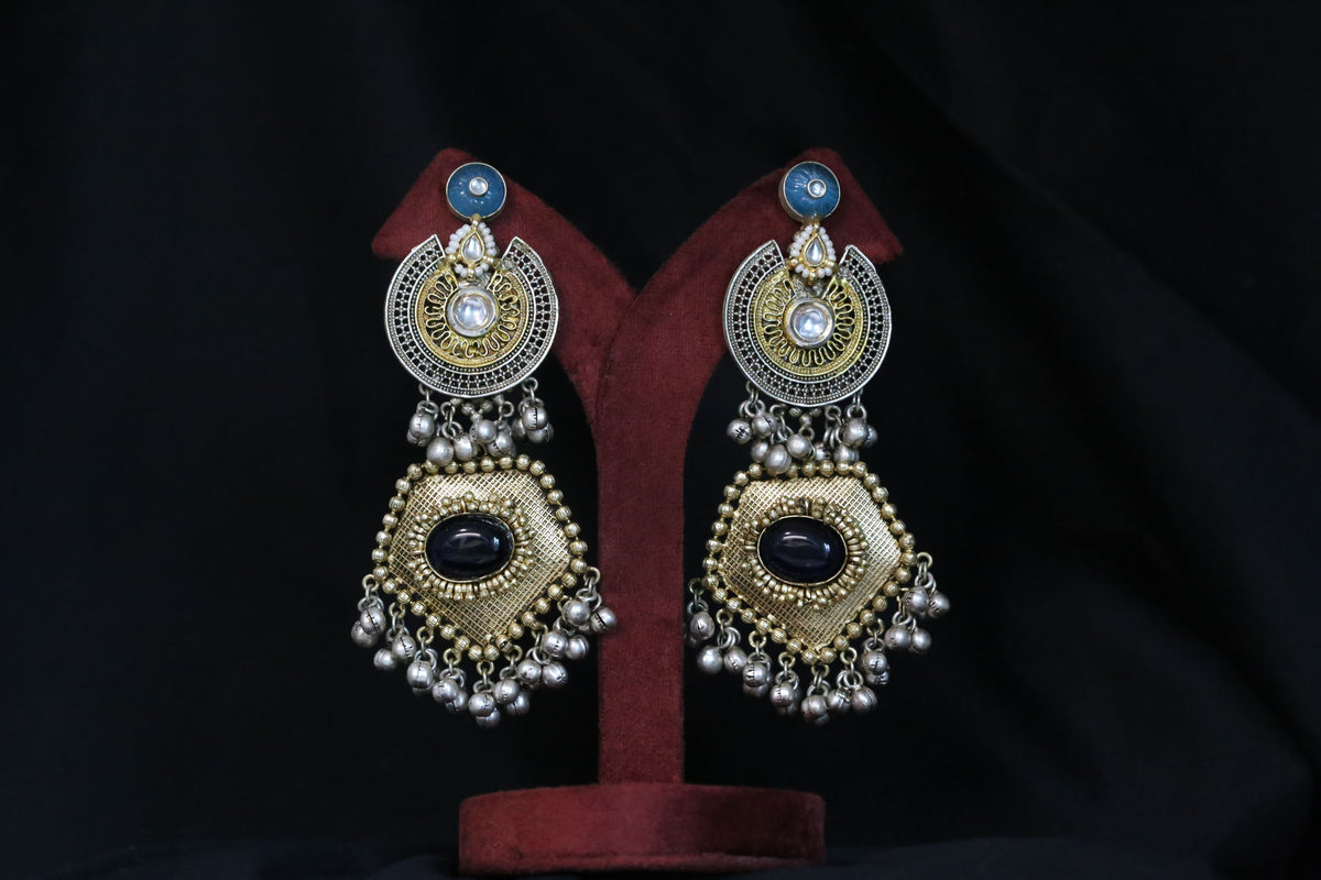 Dual Tone Fusion Earrings - Aqua