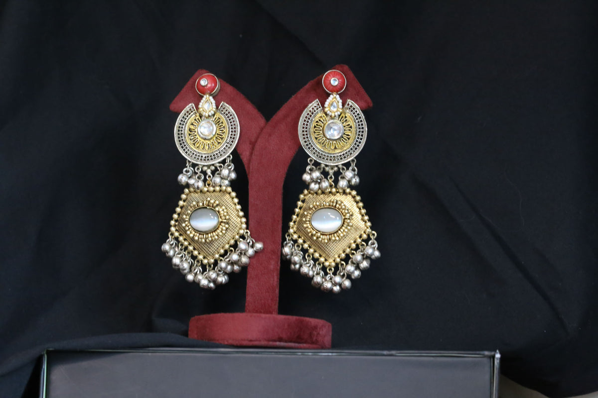 Dual Tone Fusion Earrings - Coral