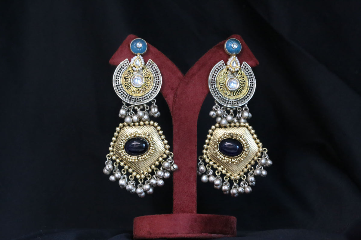 Dual Tone Fusion Earrings - Aqua