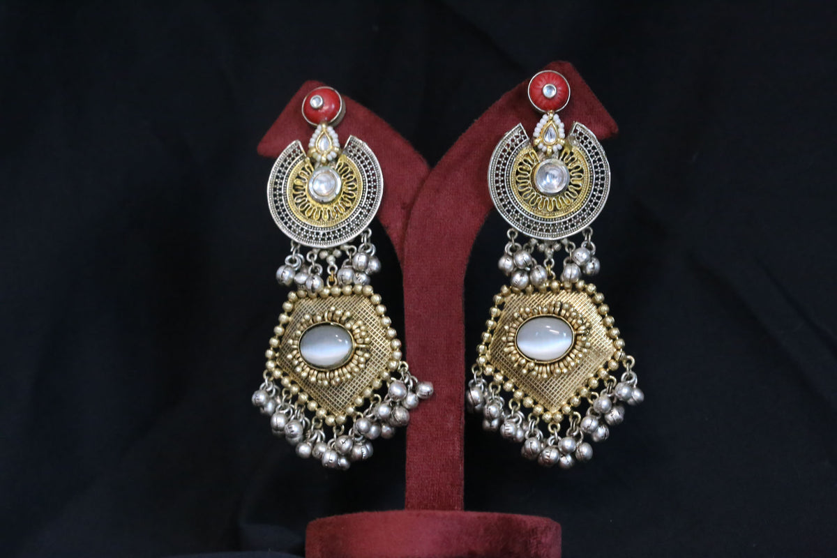 Dual Tone Fusion Earrings - Coral