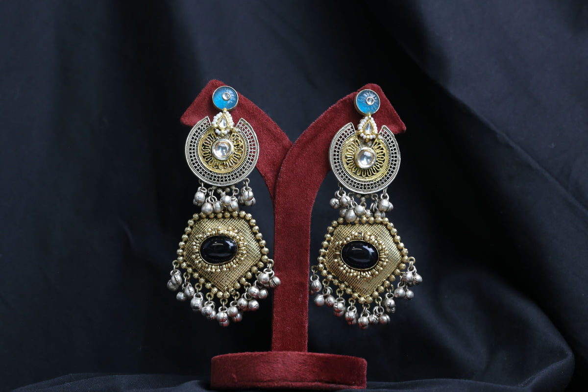Dual Tone Fusion Earrings - Aqua