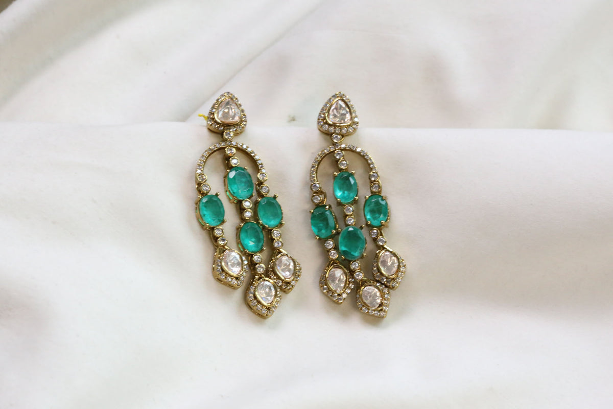 Premium LV Moissanite & Doublet Earrings -Emerald