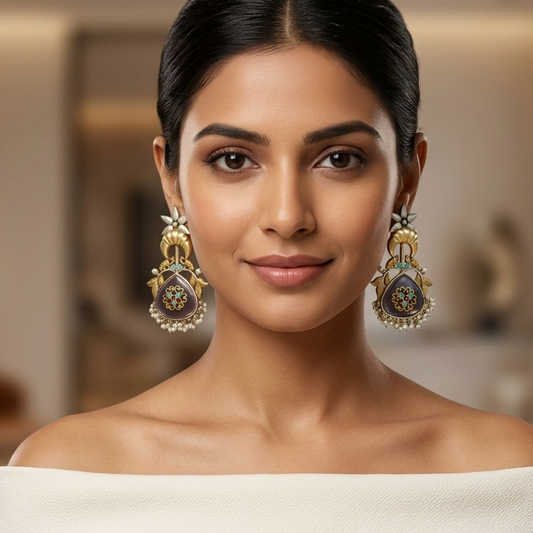 Dual Tone Fusion Earrings- Purple