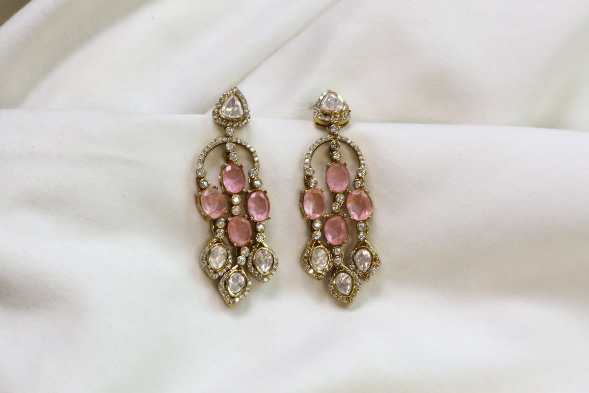 Premium LV Moissanite & Doublet Earrings -Pink