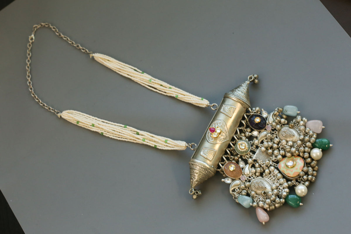 Tabeez Fusion Kundan & Semiprecious Stones Necklace
