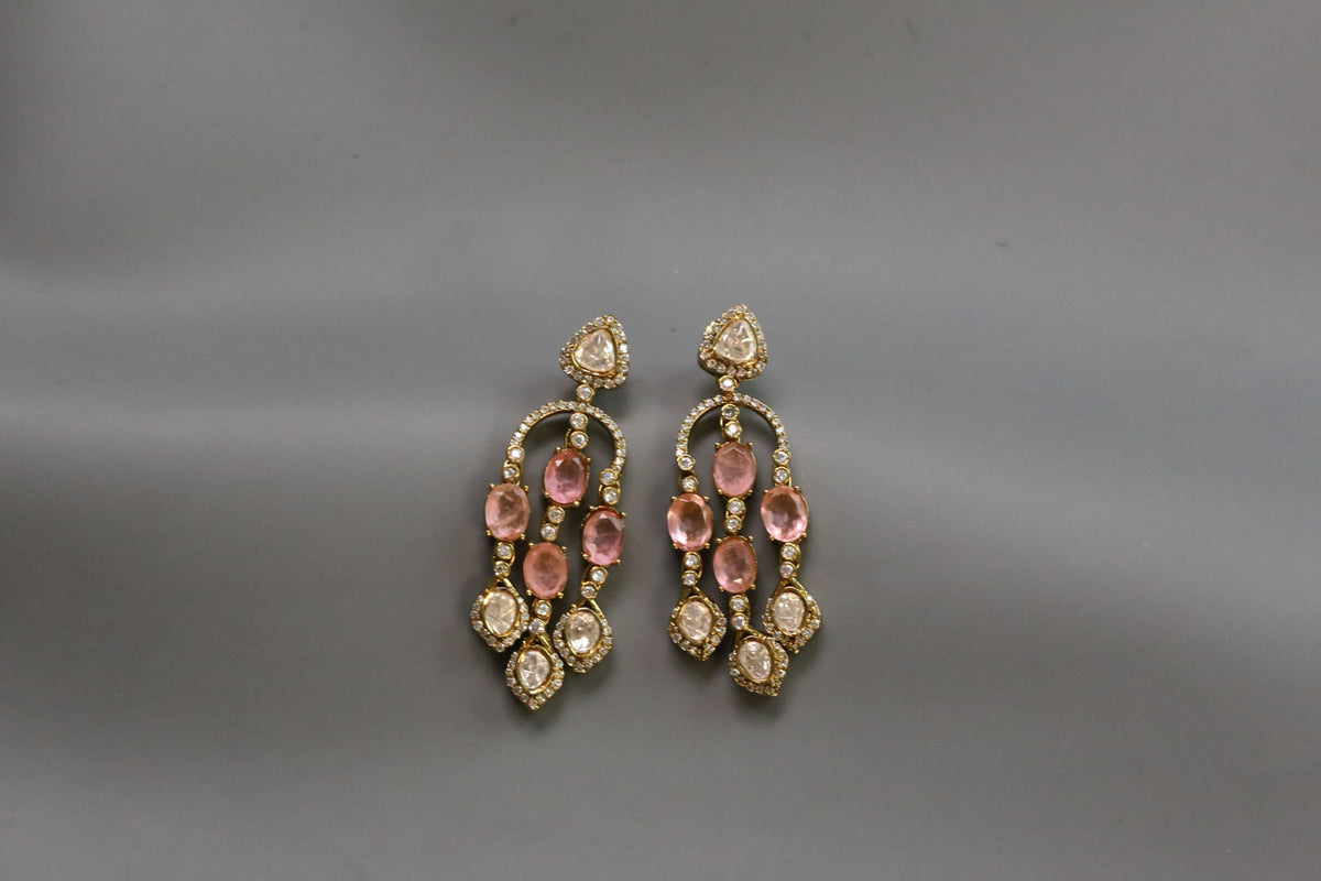 Premium LV Moissanite & Doublet Earrings -Pink