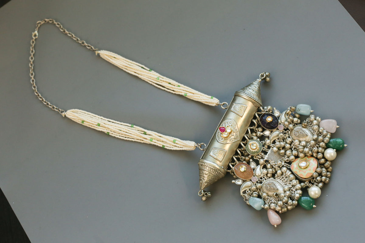Tabeez Fusion Kundan & Semiprecious Stones Necklace