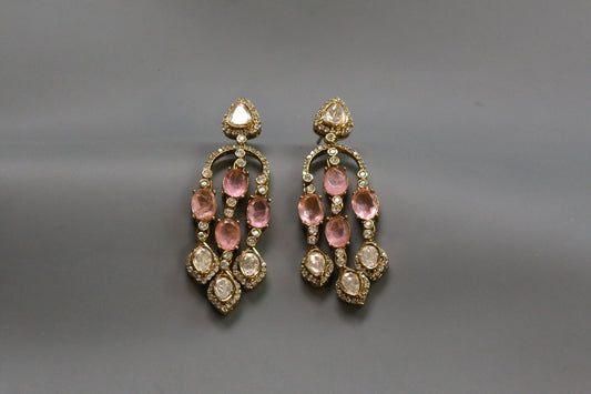 Premium LV Moissanite & Doublet Earrings -Pink